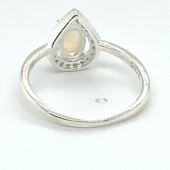 White Precious Opal .87ct Platinum Finish Solid 925 Sterling Silver Ring - Picture 5 of 7